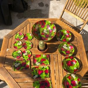 Strawberry print fibreglass dining set 1960s